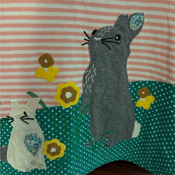 Cute pink white striped dress with appliqué on front in size 7. - Picture 3 of 9